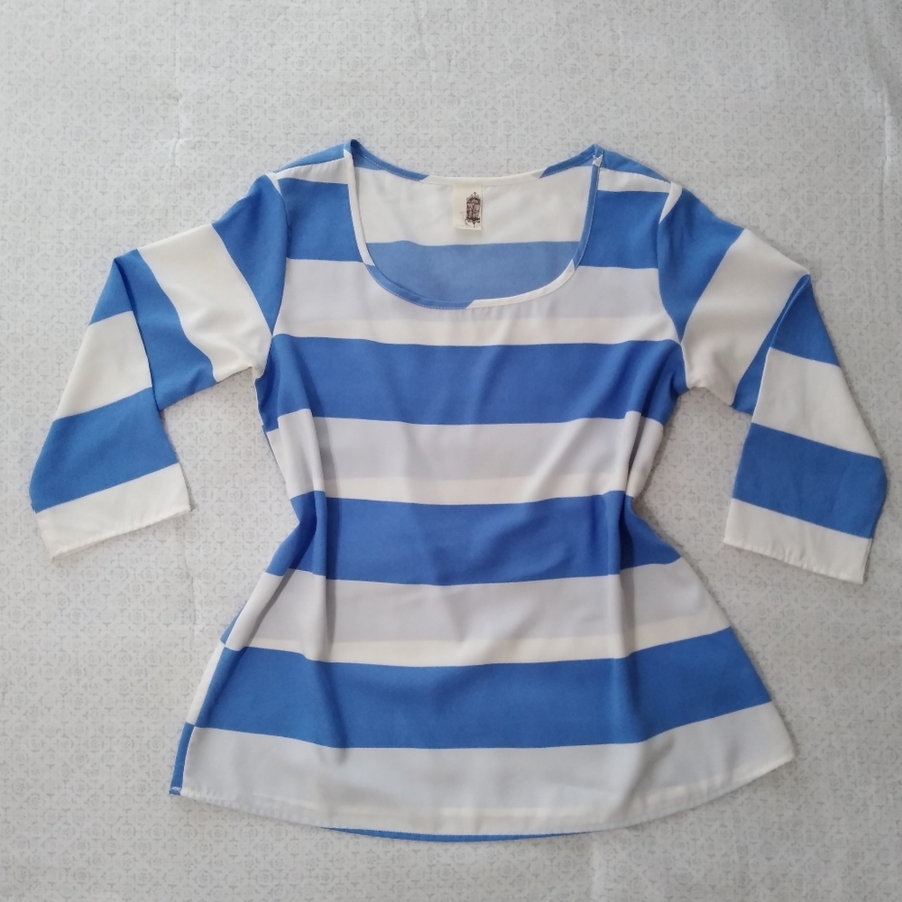 Anthropologie striped 3/4 Sleeve Top